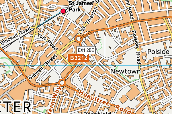 EX1 2BE map - OS VectorMap District (Ordnance Survey) EX1 2BE map - OS VectorMap District (Ordnance Survey)