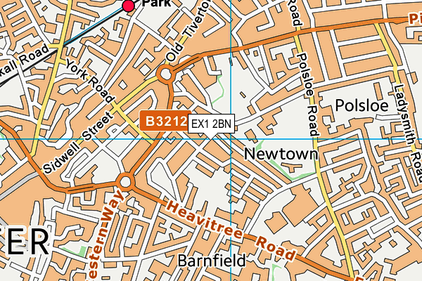 EX1 2BN map - OS VectorMap District (Ordnance Survey) EX1 2BN map - OS VectorMap District (Ordnance Survey)