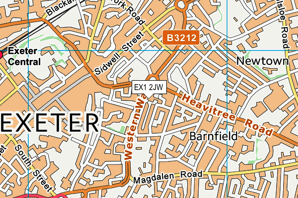 EX1 2JW map - OS VectorMap District (Ordnance Survey) EX1 2JW map - OS VectorMap District (Ordnance Survey)