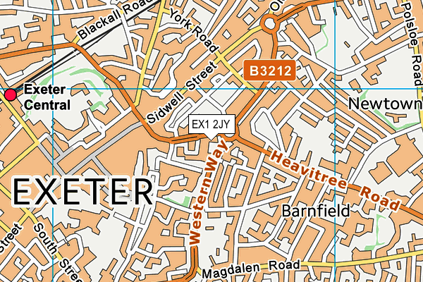 EX1 2JY map - OS VectorMap District (Ordnance Survey) EX1 2JY map - OS VectorMap District (Ordnance Survey)