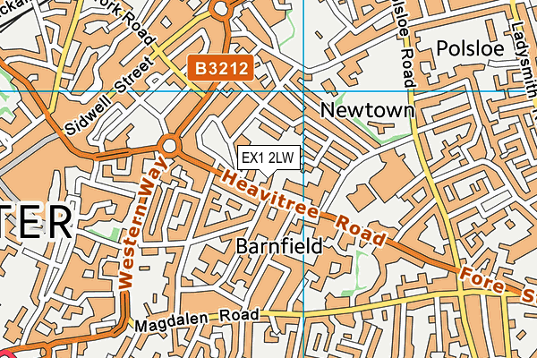 EX1 2LW map - OS VectorMap District (Ordnance Survey) EX1 2LW map - OS VectorMap District (Ordnance Survey)
