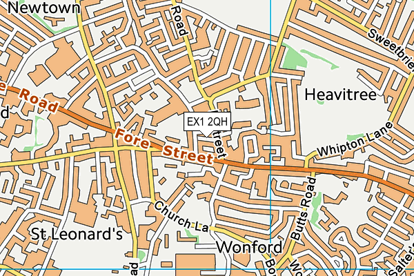 EX1 2QH map - OS VectorMap District (Ordnance Survey) EX1 2QH map - OS VectorMap District (Ordnance Survey)