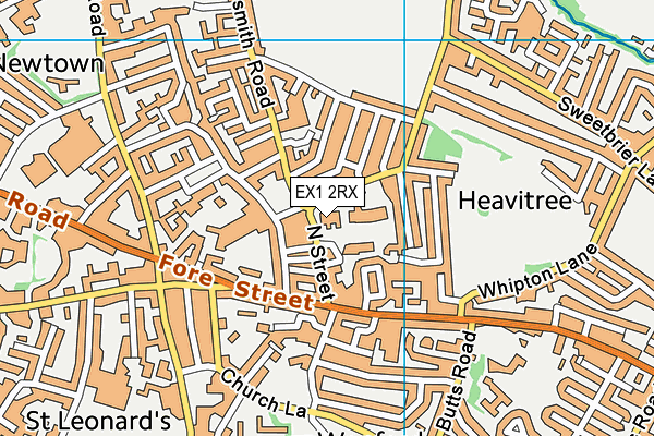 EX1 2RX map - OS VectorMap District (Ordnance Survey) EX1 2RX map - OS VectorMap District (Ordnance Survey)