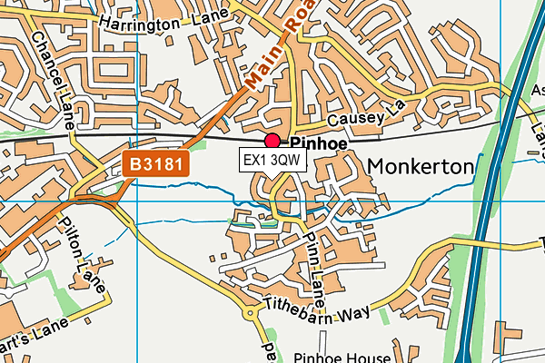 EX1 3QW map - OS VectorMap District (Ordnance Survey) EX1 3QW map - OS VectorMap District (Ordnance Survey)