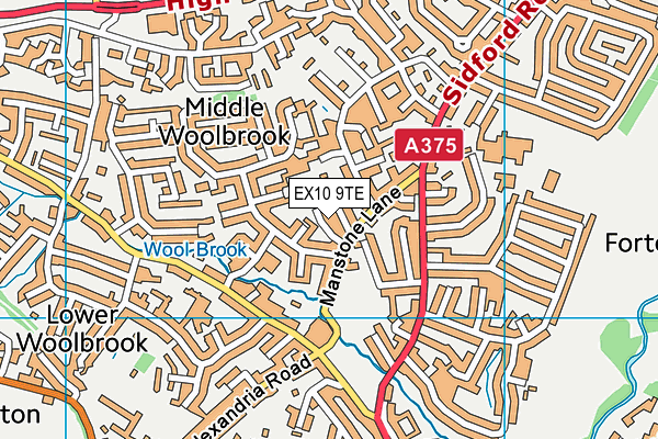 EX10 9TE map - OS VectorMap District (Ordnance Survey)
