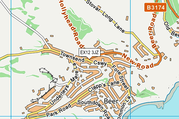 EX12 3JZ map - OS VectorMap District (Ordnance Survey) EX12 3JZ map - OS VectorMap District (Ordnance Survey)