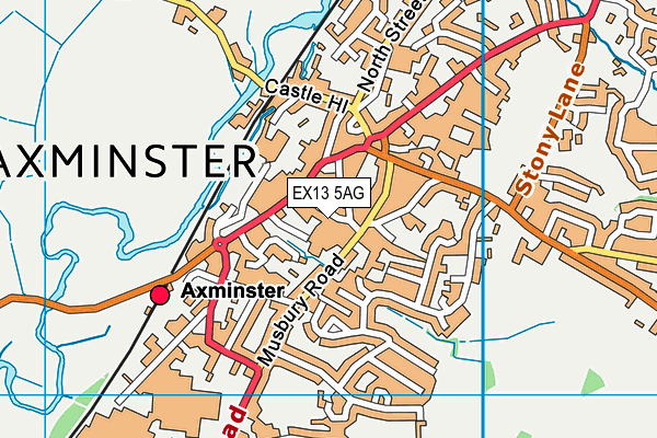 EX13 5AG map - OS VectorMap District (Ordnance Survey)