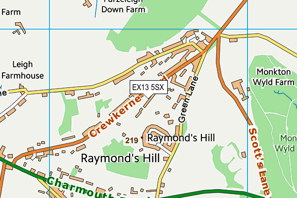 EX13 5SX map - OS VectorMap District (Ordnance Survey) EX13 5SX map - OS VectorMap District (Ordnance Survey)