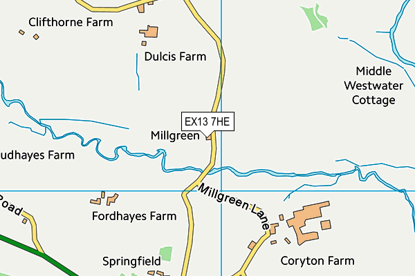 EX13 7HE map - OS VectorMap District (Ordnance Survey) EX13 7HE map - OS VectorMap District (Ordnance Survey)