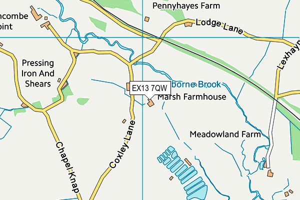 EX13 7QW map - OS VectorMap District (Ordnance Survey) EX13 7QW map - OS VectorMap District (Ordnance Survey)