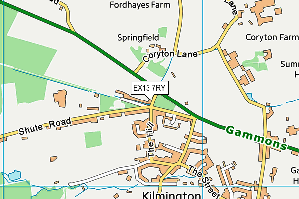 EX13 7RY map - OS VectorMap District (Ordnance Survey) EX13 7RY map - OS VectorMap District (Ordnance Survey)