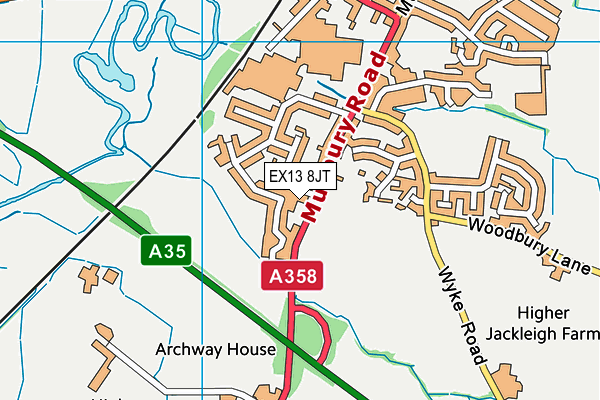 EX13 8JT map - OS VectorMap District (Ordnance Survey) EX13 8JT map - OS VectorMap District (Ordnance Survey)