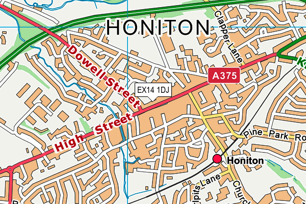 EX14 1DJ map - OS VectorMap District (Ordnance Survey) EX14 1DJ map - OS VectorMap District (Ordnance Survey)