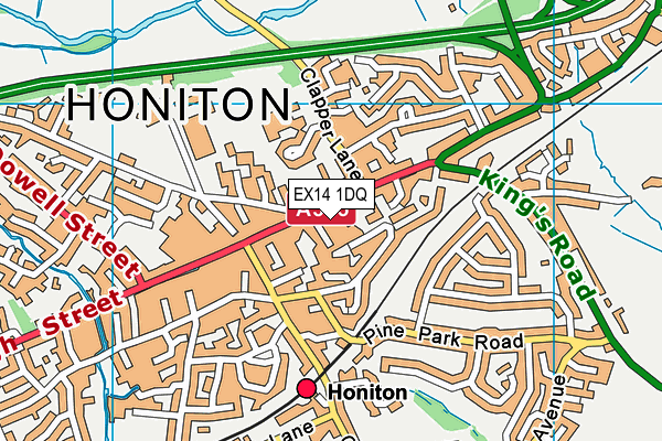 EX14 1DQ map - OS VectorMap District (Ordnance Survey) EX14 1DQ map - OS VectorMap District (Ordnance Survey)
