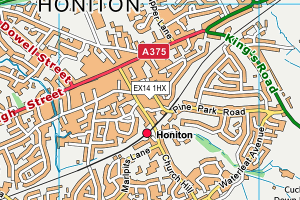 EX14 1HX map - OS VectorMap District (Ordnance Survey) EX14 1HX map - OS VectorMap District (Ordnance Survey)