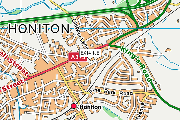 EX14 1JE map - OS VectorMap District (Ordnance Survey) EX14 1JE map - OS VectorMap District (Ordnance Survey)