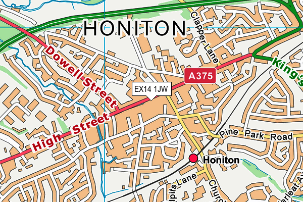 EX14 1JW map - OS VectorMap District (Ordnance Survey)