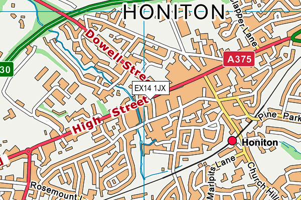 EX14 1JX map - OS VectorMap District (Ordnance Survey) EX14 1JX map - OS VectorMap District (Ordnance Survey)