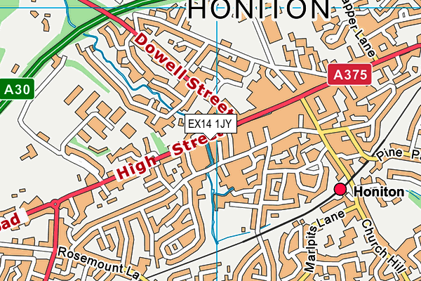 EX14 1JY map - OS VectorMap District (Ordnance Survey) EX14 1JY map - OS VectorMap District (Ordnance Survey)