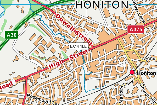EX14 1LE map - OS VectorMap District (Ordnance Survey) EX14 1LE map - OS VectorMap District (Ordnance Survey)