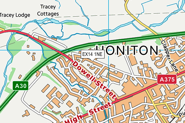EX14 1NE map - OS VectorMap District (Ordnance Survey) EX14 1NE map - OS VectorMap District (Ordnance Survey)