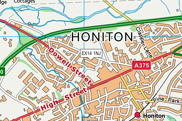EX14 1NJ map - OS VectorMap District (Ordnance Survey) EX14 1NJ map - OS VectorMap District (Ordnance Survey)