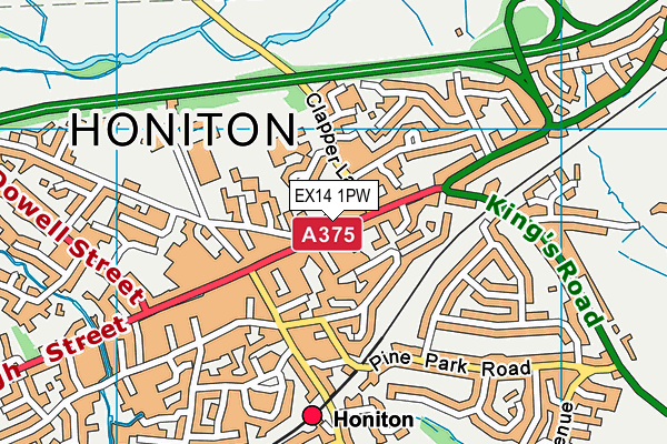 EX14 1PW map - OS VectorMap District (Ordnance Survey) EX14 1PW map - OS VectorMap District (Ordnance Survey)