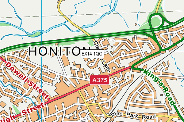 EX14 1QG map - OS VectorMap District (Ordnance Survey) EX14 1QG map - OS VectorMap District (Ordnance Survey)