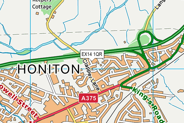 EX14 1QR map - OS VectorMap District (Ordnance Survey)
