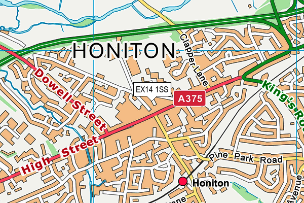 EX14 1SS map - OS VectorMap District (Ordnance Survey) EX14 1SS map - OS VectorMap District (Ordnance Survey)