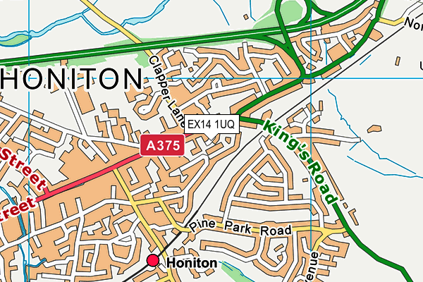 EX14 1UQ map - OS VectorMap District (Ordnance Survey) EX14 1UQ map - OS VectorMap District (Ordnance Survey)