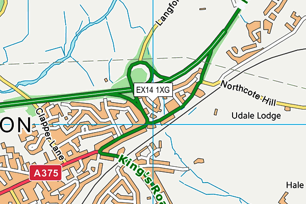 EX14 1XG map - OS VectorMap District (Ordnance Survey) EX14 1XG map - OS VectorMap District (Ordnance Survey)