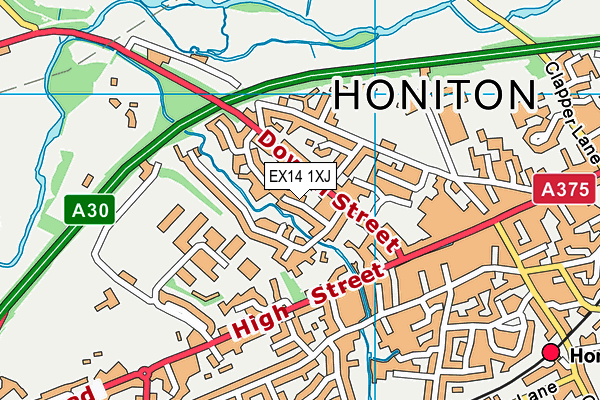 EX14 1XJ map - OS VectorMap District (Ordnance Survey) EX14 1XJ map - OS VectorMap District (Ordnance Survey)