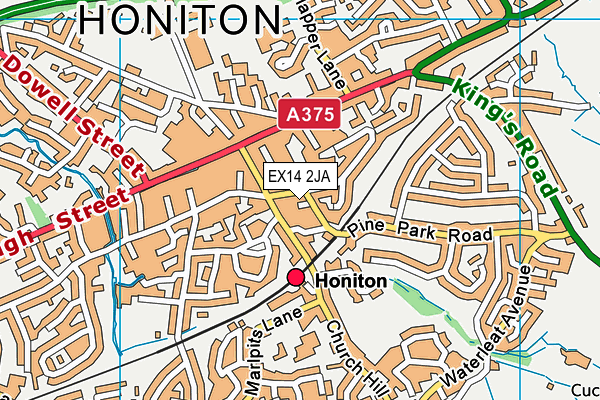 EX14 2JA map - OS VectorMap District (Ordnance Survey) EX14 2JA map - OS VectorMap District (Ordnance Survey)