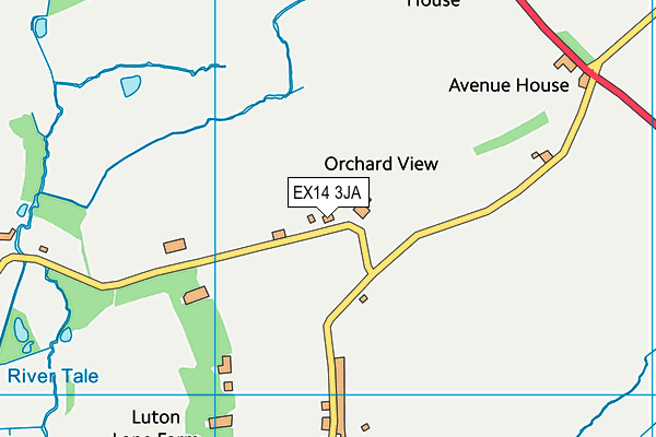 EX14 3JA map - OS VectorMap District (Ordnance Survey) EX14 3JA map - OS VectorMap District (Ordnance Survey)