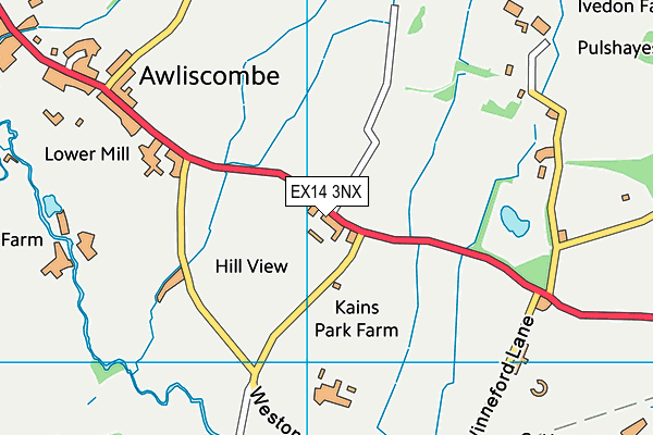 EX14 3NX map - OS VectorMap District (Ordnance Survey) EX14 3NX map - OS VectorMap District (Ordnance Survey)