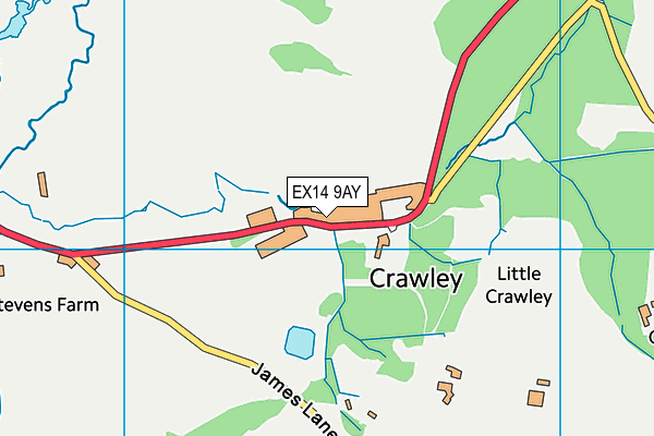 EX14 9AY map - OS VectorMap District (Ordnance Survey)