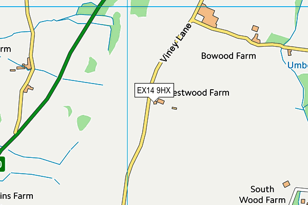 EX14 9HX map - OS VectorMap District (Ordnance Survey) EX14 9HX map - OS VectorMap District (Ordnance Survey)