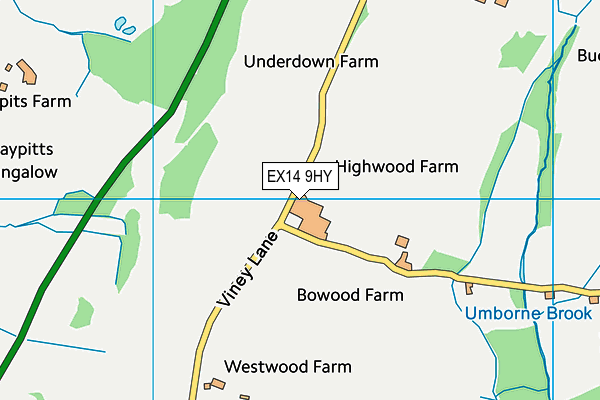 EX14 9HY map - OS VectorMap District (Ordnance Survey) EX14 9HY map - OS VectorMap District (Ordnance Survey)