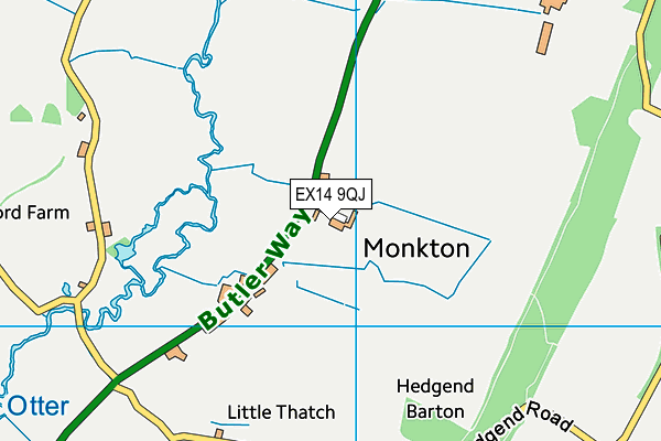 EX14 9QJ map - OS VectorMap District (Ordnance Survey) EX14 9QJ map - OS VectorMap District (Ordnance Survey)