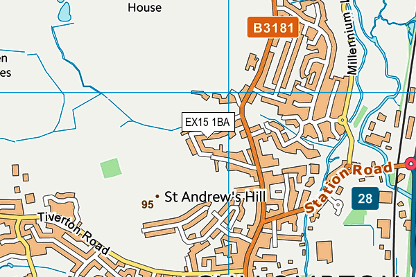 EX15 1BA map - OS VectorMap District (Ordnance Survey) EX15 1BA map - OS VectorMap District (Ordnance Survey)