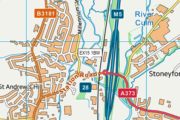 EX15 1BW map - OS VectorMap District (Ordnance Survey) EX15 1BW map - OS VectorMap District (Ordnance Survey)