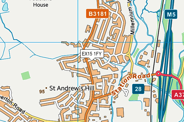 EX15 1FY map - OS VectorMap District (Ordnance Survey) EX15 1FY map - OS VectorMap District (Ordnance Survey)