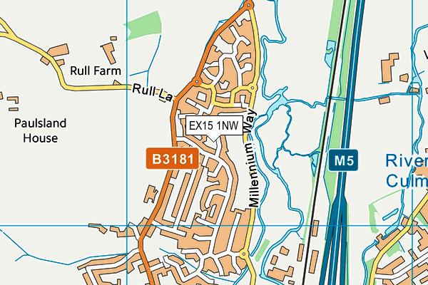 EX15 1NW map - OS VectorMap District (Ordnance Survey) EX15 1NW map - OS VectorMap District (Ordnance Survey)