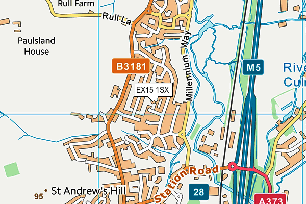 EX15 1SX map - OS VectorMap District (Ordnance Survey) EX15 1SX map - OS VectorMap District (Ordnance Survey)
