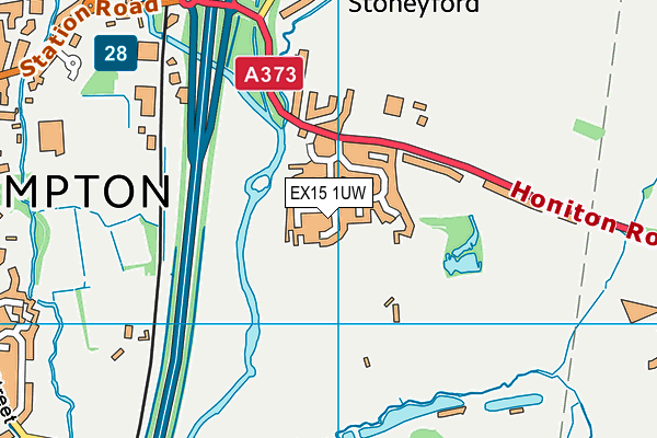 EX15 1UW map - OS VectorMap District (Ordnance Survey) EX15 1UW map - OS VectorMap District (Ordnance Survey)