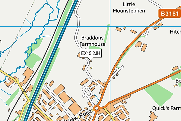 EX15 2JH map - OS VectorMap District (Ordnance Survey) EX15 2JH map - OS VectorMap District (Ordnance Survey)