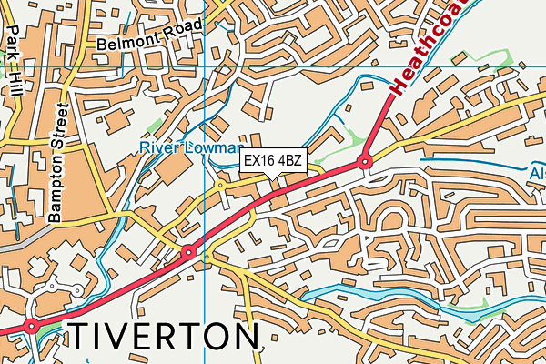 EX16 4BZ map - OS VectorMap District (Ordnance Survey) EX16 4BZ map - OS VectorMap District (Ordnance Survey)