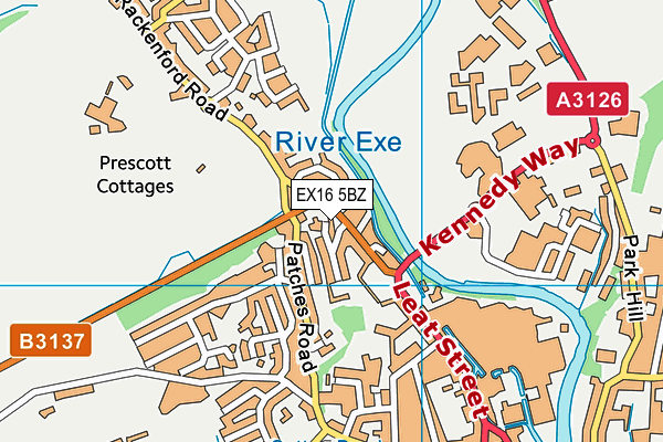 EX16 5BZ map - OS VectorMap District (Ordnance Survey) EX16 5BZ map - OS VectorMap District (Ordnance Survey)