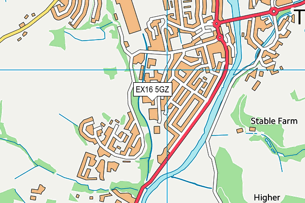 EX16 5GZ map - OS VectorMap District (Ordnance Survey) EX16 5GZ map - OS VectorMap District (Ordnance Survey)
